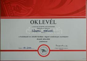 1952-1983. 3db szocialista kitüntetés adományozói okirata: "Magyar Népköztársasági Érdemérem ar...