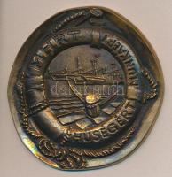 ~1960. Magyar Hajózási Részvénytársaság "MHRT Hűségért - Munkáért" Br plakett (85mm) eredeti dísztokban T:2