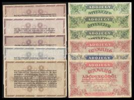 1946. 10.000AP + 50.000AP (3x) klf változatok + 100.000AP (3x) 3klf változat + 500.000AP + 1.000.000AP fordított címer (2x) + 10.000.000AP T:I-,II,III