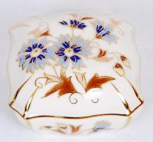 Kézzel festett Zsolnay ékszeres doboz, jelzett, hibátlan / Hand painted Zsolnay box 7x7 cm