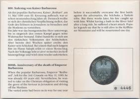 Németország 1990F 10M Ag "I. Barbarossa Frigyes" bélyeges érmés borítékon alkalmi bélyegző...