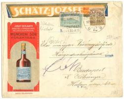 1924 Schätz József sörnagykereskedő reklámos, futott levélboríték / Beer commercial on envelope