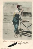 Naples boy is eating macaroni