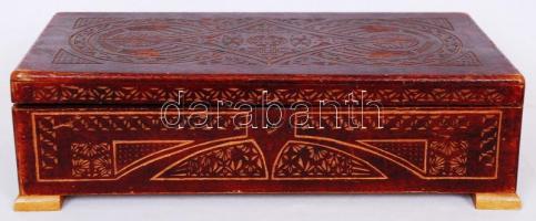 Kézzel faragott nagyméretű fa levelesláda /  Vintage wooden letter box, 36x18x10cm