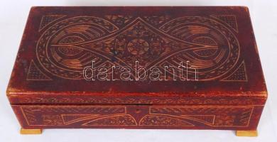 Kézzel faragott nagyméretű fa levelesláda / 
Vintage wooden letter box, 36x18x10cm