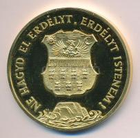 1989. "Temesvár - Erdély" aranyozott emlékérem (42,5mm) T:PP ph. Dísztokban