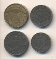 Német 3. Birodalom 1938E 10Pf + 1940B 10Pf + 1941A 5Pf + 1942B 1Pf T:2- German Third Reich 1938E 10 Pfennig + 1940B 10 Pfennig + 1941A 5 Pfennig + 1942B 1 Pfennig C:VF