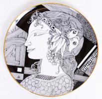 Szász Endre által tervezett Hollóházi porcelán falitányér / Faces designed by Endre Szasz Hollohaza chinaware plate 24 cm