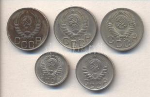 Szovjetunió 1938. 20k + 1940. 10k + 1943. 20k + 1944. 15k + 1952. 20k T:2,2- Soviet Union 1938. 20 kopeks + 1940. 10 kopeks + 1943. 20 kopeks + 1944. 15 kopeks + 1952. 20 kopeks C:XF,VF