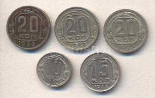 Szovjetunió 1938. 20k + 1940. 10k + 1943. 20k + 1944. 15k + 1952. 20k T:2,2-
Soviet Union 1938. 20 k...