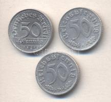 Német Birodalom/Weimari Köztársaság 1921E 50Pf Al + Német 3. Birodalom 1935D 50Pf Al + 1939B 50Pf T:...