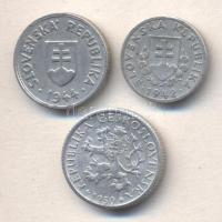 Szlovákia 1942. 20H Al + 1944. 50H Al + Csehszlovákia 1950. 1K Al T:2-,3 Slovakia 1942. 20 Halierov Al + 1944. 50 Halierov Al + Czechoslovakia 1950. 1 Korun Al C:VF,F