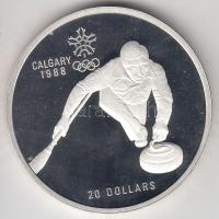 Kanada 1987. 20$ Ag "Téli Olimpia Calgary -curling" T:PP  Canada 1987. 20 Dollars Ag "Calgary 1988 Winter Olympics / Curling" C:PP