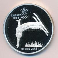 Kanada 1986. 20$ Ag "XV. Téli Olimpia Calgary / szabadstílusú sí" eredeti olimpiai bársonytokban! T:PP Canada 1986. 20 Dollars Ag "Calgary 1988 Winter Olympics / Free-style skiing" in original olympic velvet case! C:PP