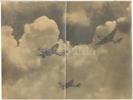 cca 1940 II. világháborús német vadászgépeket ábrázoló nagyméretű fotó /  World War II German bombers, 27,5x21cm