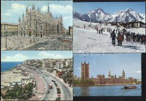 129 db modern, európai városképes lap