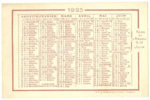 1925 Francia vásár kártyanaptár / calendar