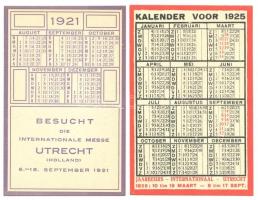 1921-1925 2 db holland kártyanaptár / Dutch calendars