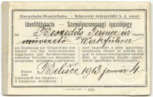 1913 Szlavóniai Drávavidéki helyi érdekű vasút személyazonossági igazolójegy / Slavonian railroad id