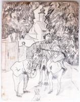 Jelzés nélkül: Szerenád kiskutyával. Ceruza, papír, 23×18 cm