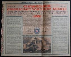 Ausztria / Bécs 1916. Osztrák Vöröskereszt kötvénye 20 Koronáról T:egyszer hajtva Austria / Bécs 1916. Austrian Red Cross debenture bond 20 Corona C:bent once