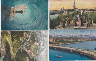 18 db régi, jó állapotban lévő képeslap svájci hegyekről és településekről (egy kivételével Olaszország-Brunnenburg) / 18 pieces postcard in good condition, about Swiss mountains and towns (except one from Italy-Brunnenburg)