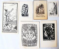 6db jelzett, többnyire erotikus ex libris (Bordás Ferenc, Nagy Árpád Dániel stb. művei)