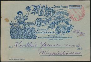 1947 Szegedi paprika termelő cég reklám nyomtatványa