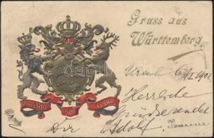 Württemberg coat of arms Emb. litho (wet damage)