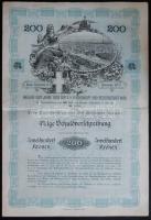 Ausztria / Bécs 1908. 4%-os kötvény 200 Koronáról, szelvények nélkül T:kétszer hajtva Austria / Vienna 1908. "4% Schuldverschreibung" bond about 200 Corona without coupons C:bent two times
