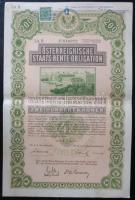 Ausztria / Bécs 1912. "Österreichische Staats-Rente-Obligation" 200 Koronáról szelvényekkel T:egyszer hajtva Austria / Vienna 1912. "Österreichische Staats-Rente-Obligation" about 200 Corona with coupons C:fold once
