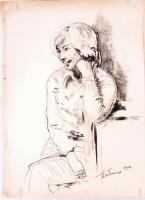 3 db jelzett ceruzarajz és egy rézkarc (Kopasz Mária)