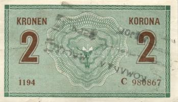 Osztrák-Magyar Bank 1914. 2K hátlapon cirill betűs felülbélyegzés T:I- saroktörés