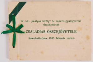 1935 M. kir.  Máytás király 5. honvéd gyalogezred tisztikarának családias összejövetele. Házi albumban karikatúrákat ábrázoló fotók 6p.