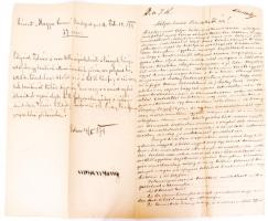 1878/1879 A kassai katolikus felekezet egy tagjának a püspökhöz címzett kézzel írt kérelme, melyben tanítónői állás elnyerése ügyében lánya támogatását kéri, feladóvényekkel, hátoldalán a kérelem helybenhagyásának dokumentumával