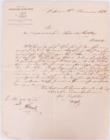 1870 A Magy. Kir. Államvasutak "Königl. Ung. Nordbahn-Direction" fejléces papírján írt kérvény szabadság ügyében