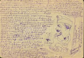Hungarian military, handmade postcard from WWII (b)