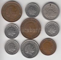 Hollandia 1909-1980. 1c Br + 5c CuNi (átfúrt) + 5c Br (2x) + 10c CuNi (4x) + 25c CuNi T:1-,2,2-
Neth...