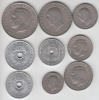 Görögország 1954-1971. 10L Al (2x) + 20L Al + 50L CuNi + 1Dr (2x) + 2Dr + 5Dr + 10Dr összesen 9db T:...