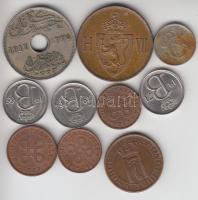 10db vegyes fémpénz Norvégia, Svédország, Belgium, Suomen és Egyiptomból, közte 1907. 5Ö! T:1,2
10 m...