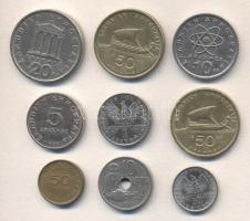 Görögország 1912-1988. 10L + 50L CuNi + 50L Br + 1Dr + 5Dr + 10Dr + 20Dr + 50Dr összesen 8db T:1,2,2...