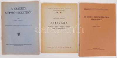 3db tanulmány: Entz Géza: Az erdélyi műtörténetírás kérdéseihez; Székely Zoltán: Zetevára. Jelentés a Székely Nemzeti Múzeum 1946. évi ásatásáról; Viski Károly: A székely népművészetről