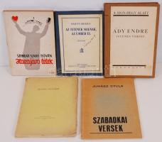 5db háború előtti nyugatos verseskötet: Ady Endre, A Sion-hegy alatt; Babits Mihály, Az istenek halnak az ember él; Juhász Gyula, Szabadkai versek etc.