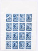 1932 Liszt hét 4 nyelvű levélzáró teljes ív, vágott, acélkék (16 db)