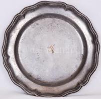 XVIII-XIX. század Ón tányér, kettős kereszt jellel, elmosódott mesterjeggyel / Vintage tin plate with blurred master-sign