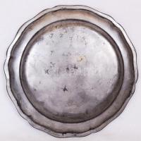 XVIII-XIX. század Ón tányér, kettős kereszt jellel, elmosódott mesterjeggyel / Vintage tin plate wit...