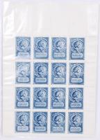 1932 Liszt hét 4 nyelvű levélzáró teljes ív, ív széllel, fogatott, acélkék (16 db)