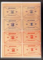 1947 Bélyegnap, levélzáró kis ív, kék és piros színben