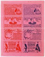 1914-1915 Baba- Kiállítás emlék kis ív, rózsaszín és kék