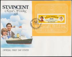 Prince Charles and Lady Diana Spencer's wedding set + block on 3 FDC Károly herceg és Lady Dian...
